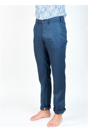 Pantalone uomo in lino blu Ganesh | GU164MBLU